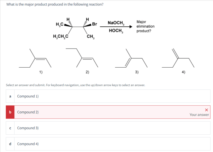 What is the major product produced in the following reaction